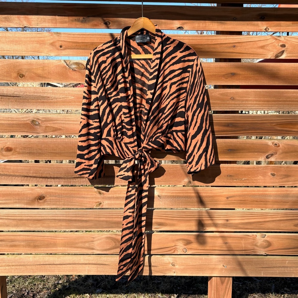 ASOS Tiger/Zebra Print Wrap Blouse